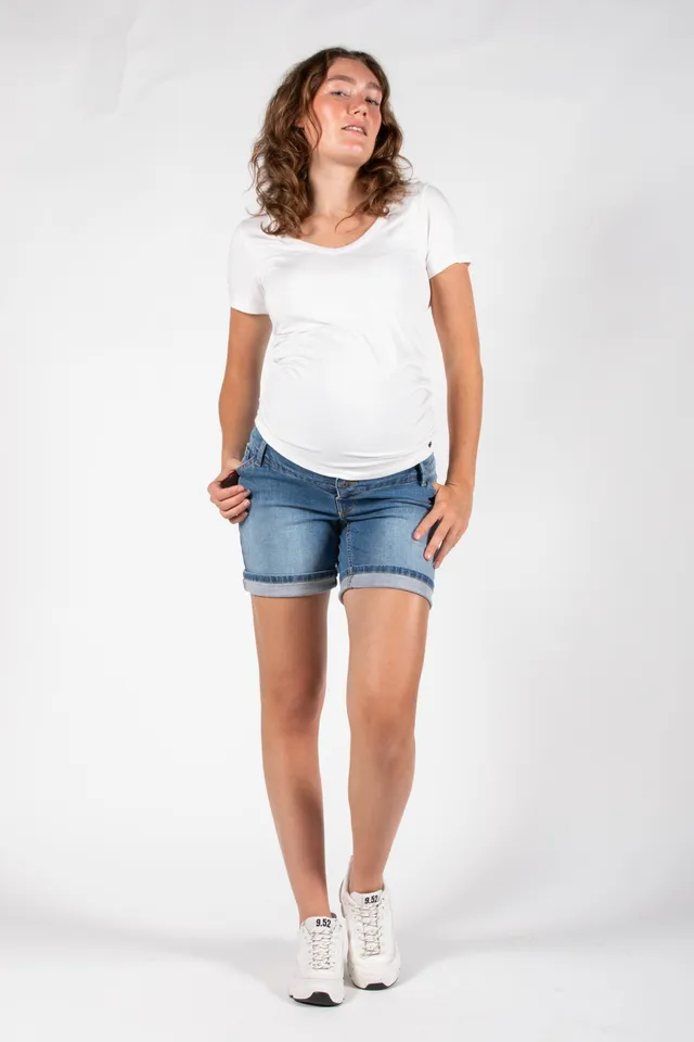 love2wait-jeans-short-long-stone-wash-umstands-shorts-mit-comfort-bund image 1