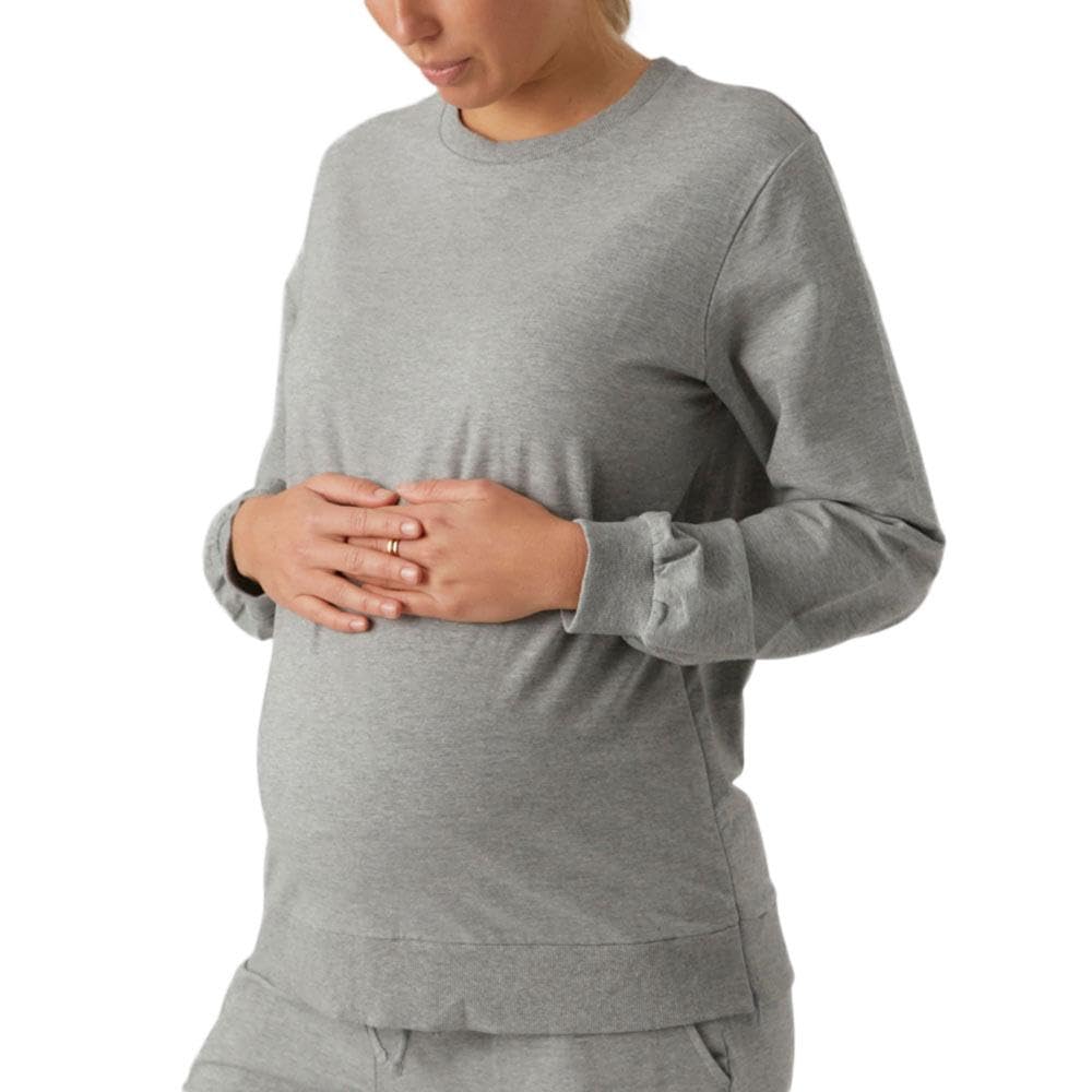 mamalicious-umstands-sweatshirt-grau-damen-pullover-mit-u-ausschnitt-und-bio-bau image 1