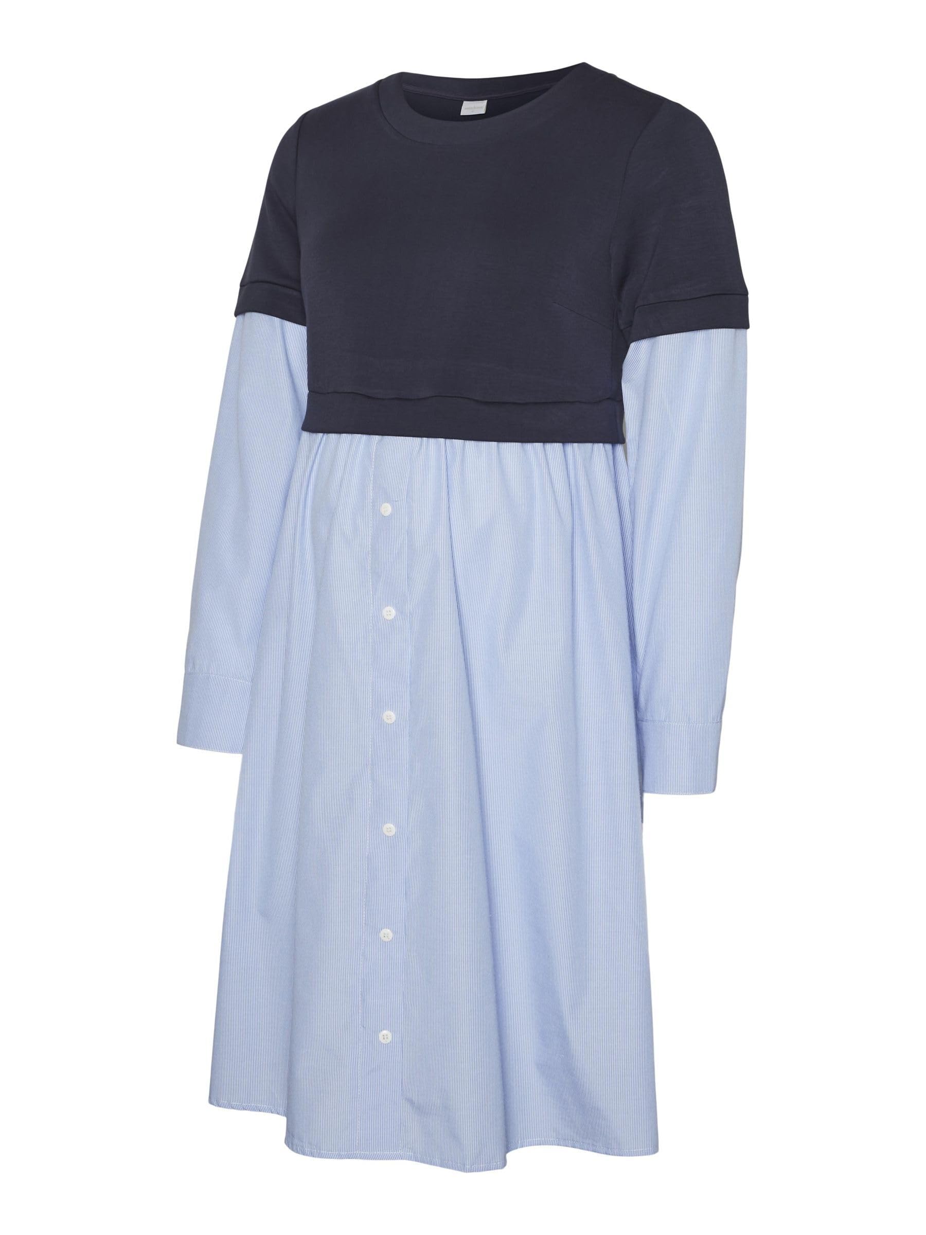 mamalicious-mlvera-langarm-jersey-mix-kleid-im-hemdblusenstil-navy-blazer-mit-we image 1