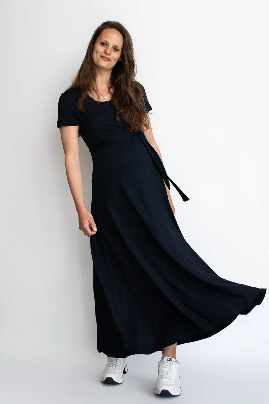 love2wait-long-dress-nursing-ecovero-navy image 1