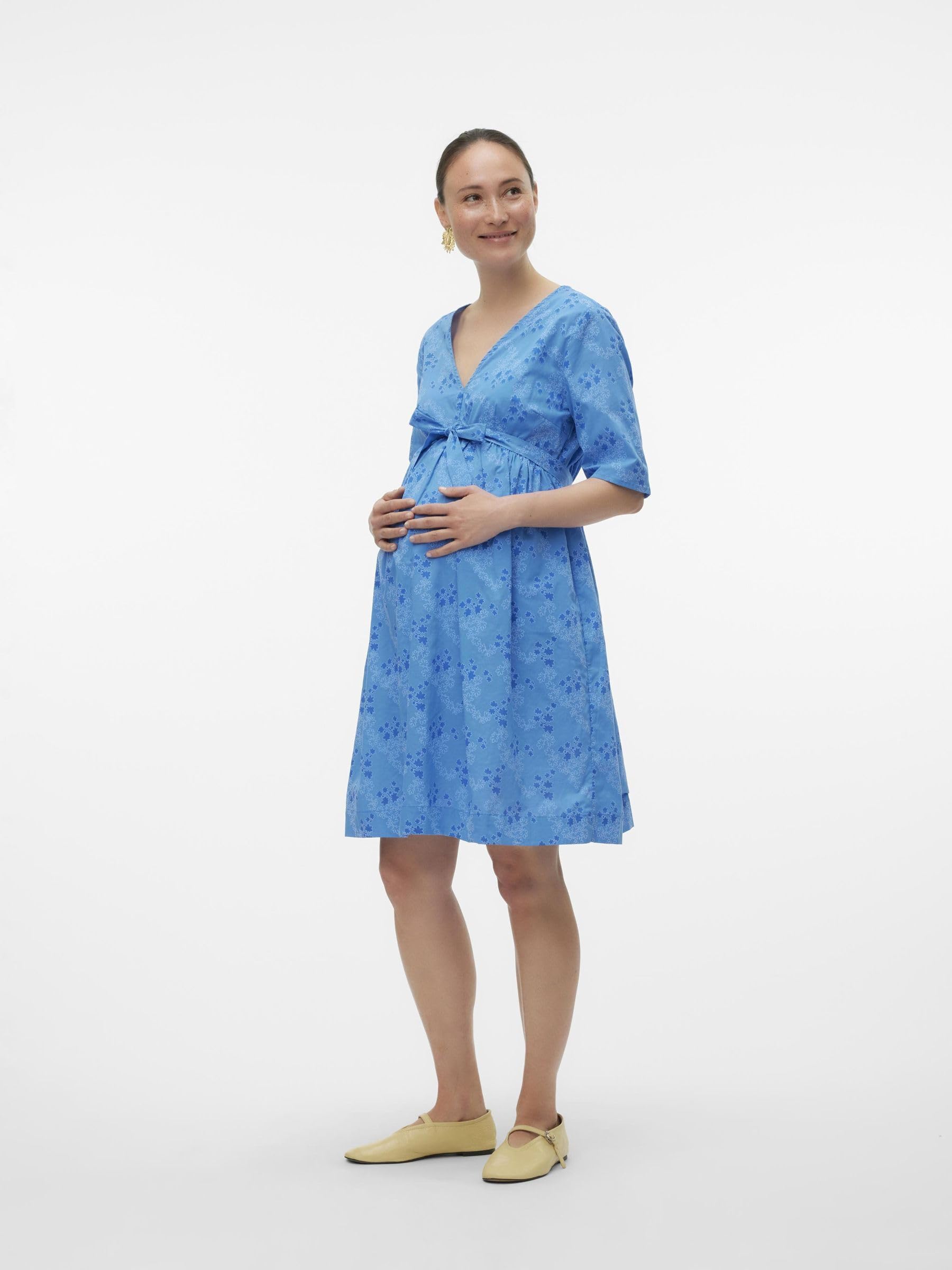 mamalicious-mlandie-umstandskleid-knielanges-kleid-mit-v-ausschnitt-halbarm-weit image 4