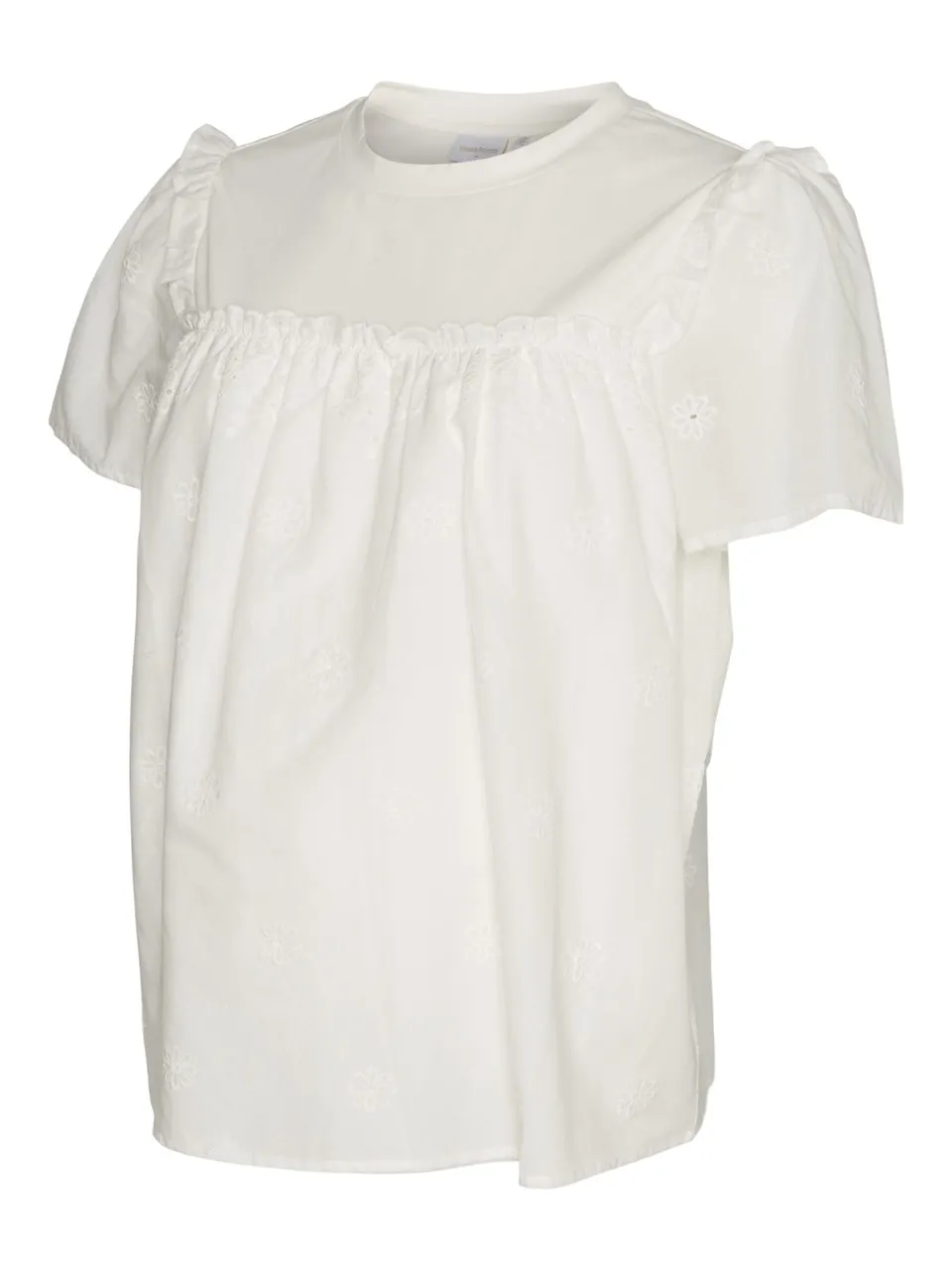 mamalicious-umstandsbluse-normal-geschnitten-rundhals-kurze-puff-rmel-lochsticke image 1