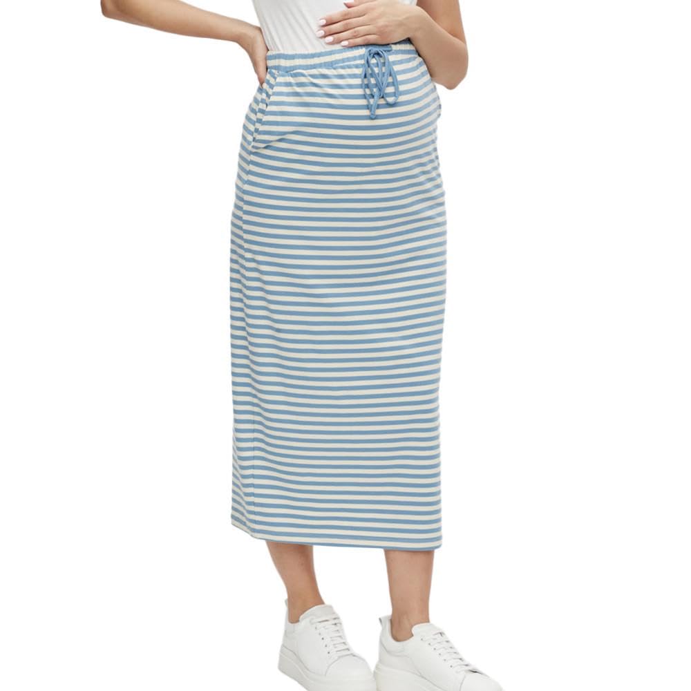 mamalicious-damenrock-molly-wei-blau-gestreift-elastischer-bund-100-viskose image 1