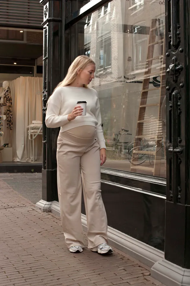 love2wait-umstandsbroek-wide-leg-mit-bauchband-clay image 1