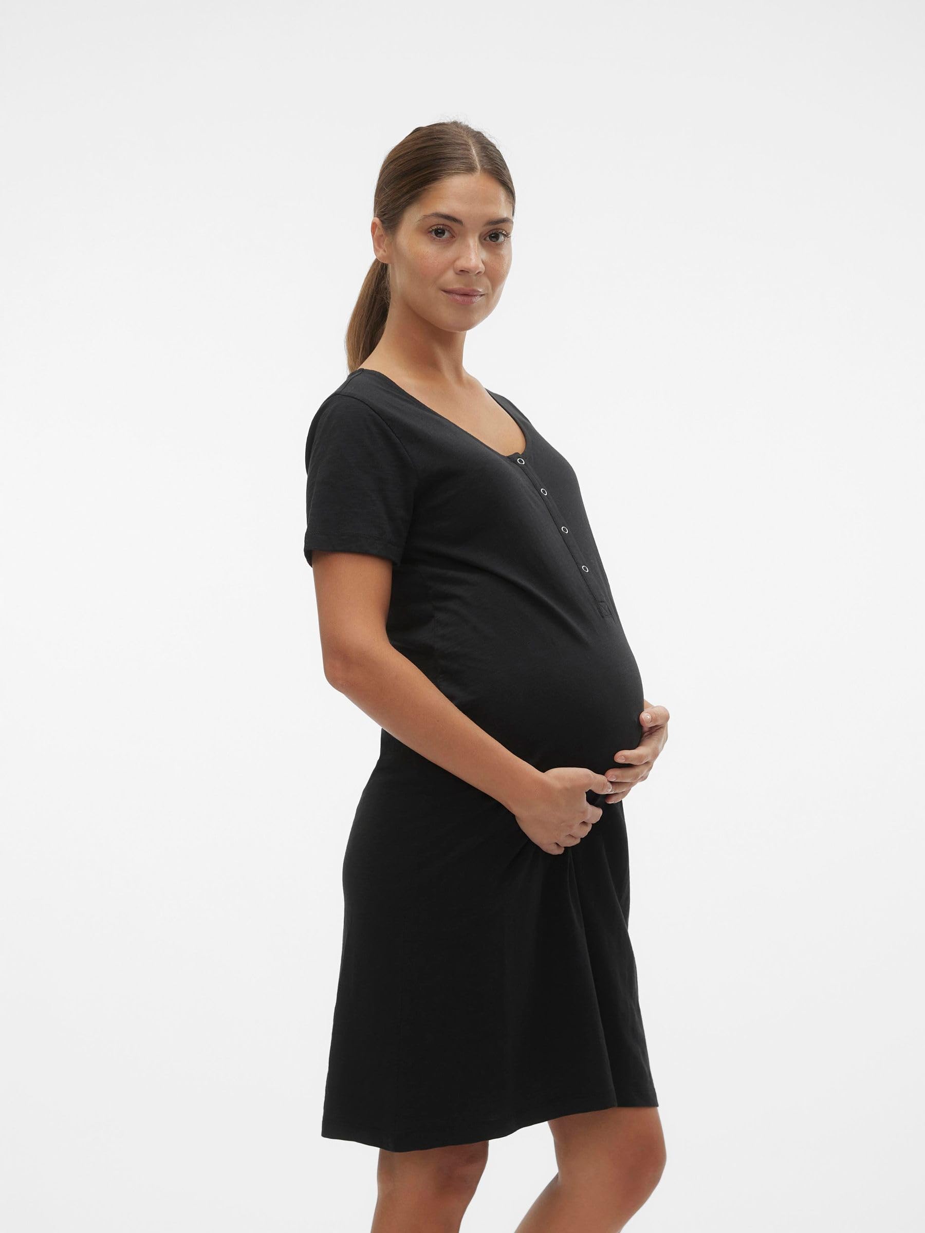 mamalicious-mlmira-solid-jrs-nachthemd-mit-knopfleiste-und-kurzen-rmeln-1er-pack image 5