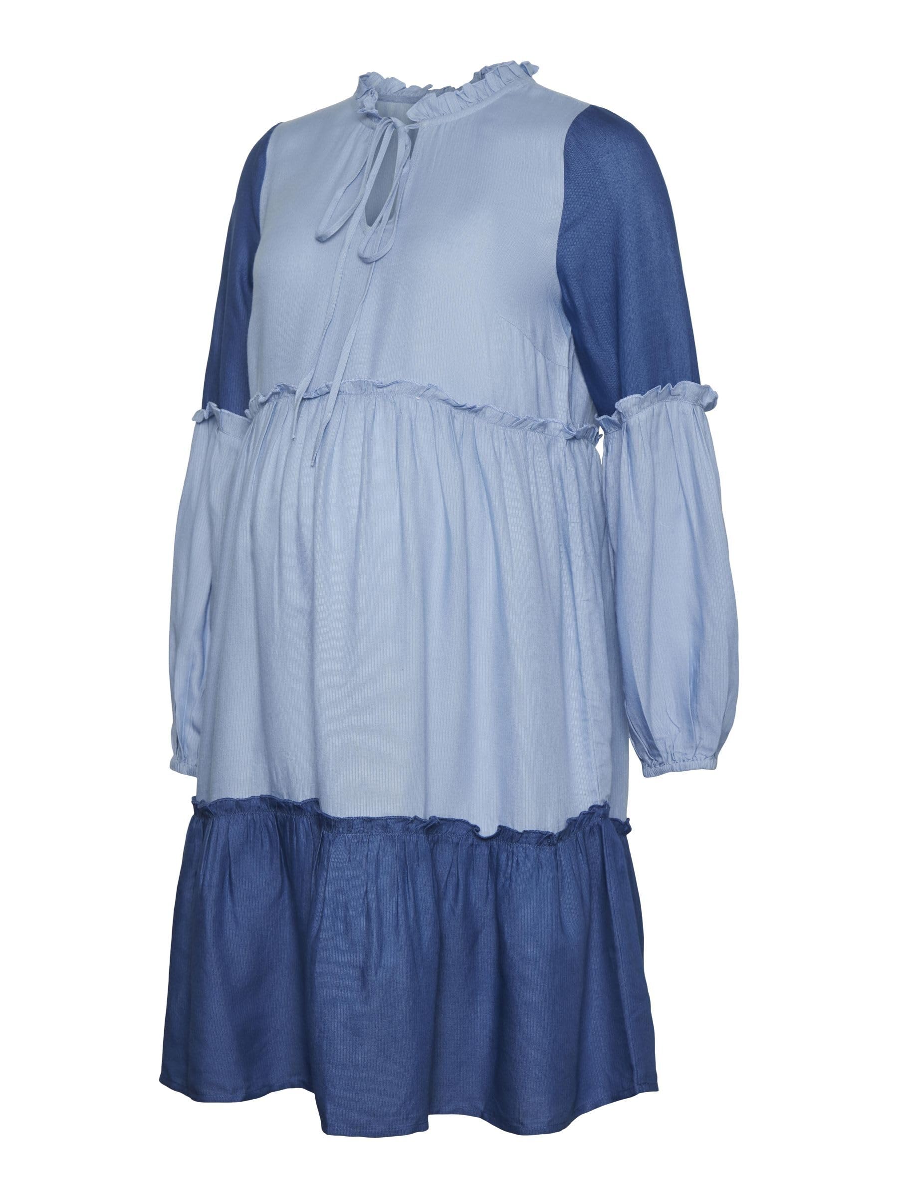 mamalicious-kleid-mlzigga-umstandskleid-mit-hemdkragen-langarm-elastischen-b-ndc image 1