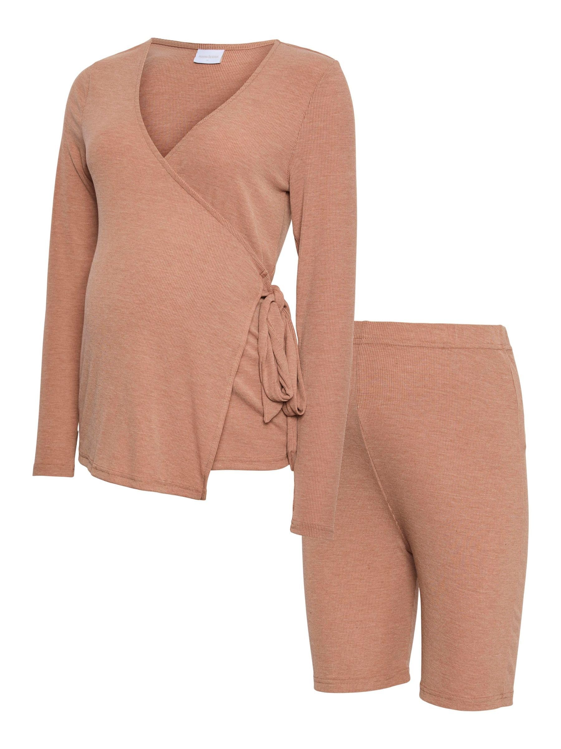 mamalicious-2-teiliges-loungewear-set-v-ausschnitt-langarm-stilllage-unter-wicke image 1