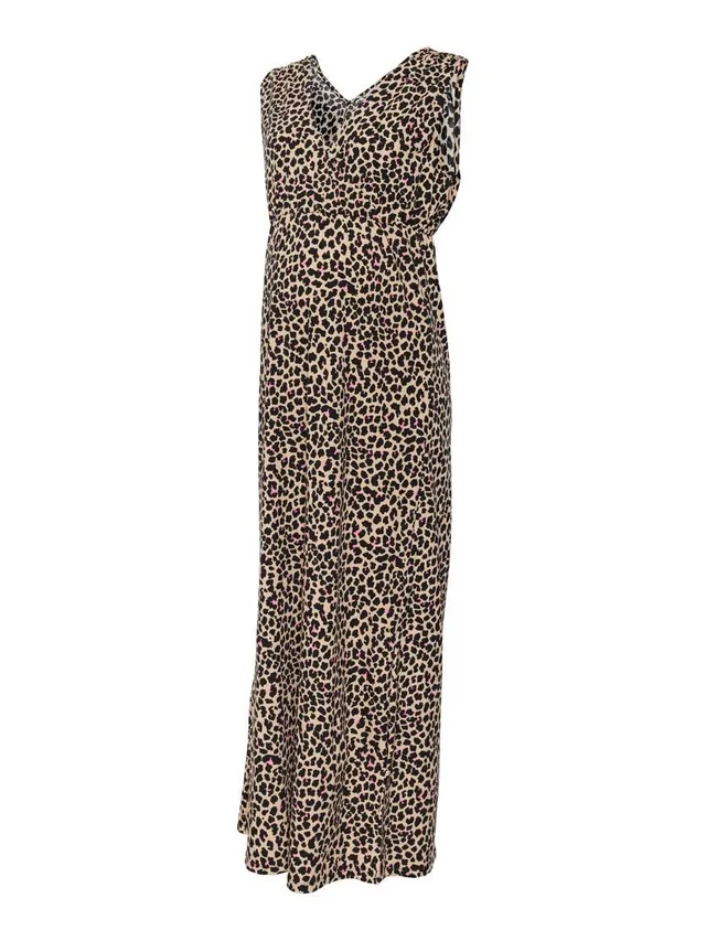mamalicious-mlkalina-umstandskleid-mit-leomuster-maxikleid-mit-v-ausschnitt-zum- image 1